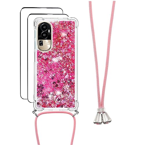 youmehe Handykette für Oppo Reno 10 5G Hülle,mit 2 Stück Schutzfolie,Glitzer Flüssig Bewegende Treibsand Transparent Silikon Case,TPU Silikon Ultra Dünn Stoßfeste Schutzhülle-Rosa youmehe Handykette für Oppo Reno 10 5G Hülle,mit 2 Stück Schutzfolie,Glitzer Flüssig Bewegende Treibsand Transparent Silikon Case,TPU Silikon Ultra Dünn Stoßfeste Schutzhülle-Rosa von youmehe