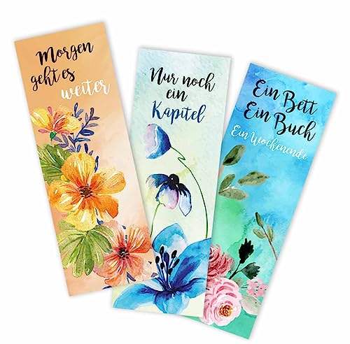 12er Set Lesezeichen Aquarell Blumen style I 5,2 x 14,8 cm I 3 Motive aus Papier I Muttertag I für Frauen, Kinder und Jugendliche I bunt-es Design I dv_773 von younikat