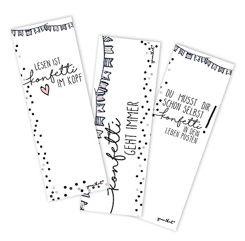 12er Set Lesezeichen mit Konfetti Motiv und schönen Sprüchen I 3 Motive I für Mädchen Teenager Frauen I dv431 von younikat