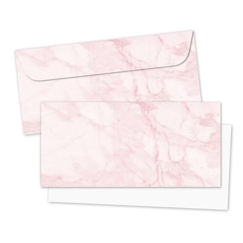 Briefkarten Set Marmor I 50 Blatt in DIN lang mit Umschlag I Rosa I Einladung Geburtstag Hochzeit Veranstaltung I dv_748 von younikat