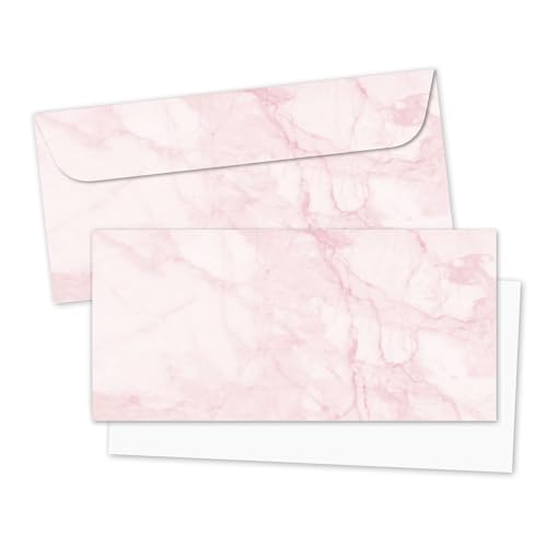 younikat Briefkarten Set Marmor I 50 Blatt in DIN lang mit Umschlag I Rosa I Einladung Geburtstag Hochzeit Veranstaltung I dv748 von younikat
