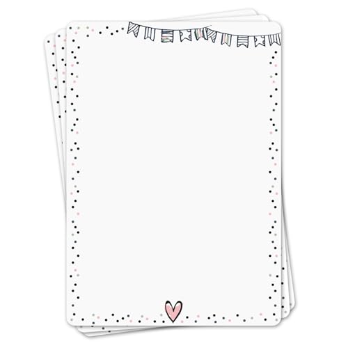 younikat Briefpapier Set Konfetti I 50 Blatt 90 g/qm DIN A4 I abgerundete Ecken stilvolles Schreibpapier Rosa, Grün, Weiß I Geburtstag Urkunde Speisekarte I dv1516 von younikat