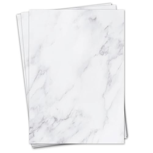 Briefpapier Set Marmor Motiv I 50 Blatt 90 g/m² DIN A4 I stilvolles Schreibpapier vielseitig verwendbar weiß grau I Geburtstag Urkunde Speisekarte I dv433 von younikat