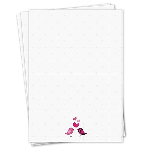 Briefpapier Set Verliebte Vögel I 50 Blatt 90 g/m² DIN A4 I stilvolles Schreibpapier vielseitig verwendbar weiß gemustert I Geburtstag Urkunde Speisekarte I dv019 Briefpapier Set Verliebte Vögel I 50 Blatt 90 g/m² DIN A4 I stilvolles Schreibpapier vielseitig verwendbar weiß gemustert I Geburtstag Urkunde Speisekarte I dv019 von younikat