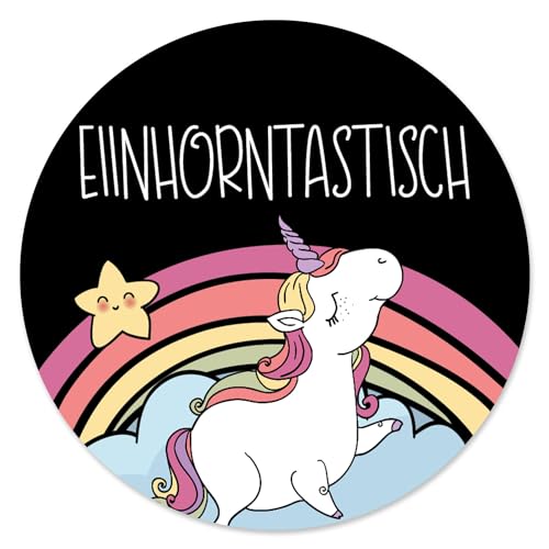 Einhorn-Mauspad Einhorntastisch I Ø 22 cm rund I Mousepad in Standard-Größe, rutschfest I mit Regenbogen I Motiv lustig süß bunt I dv_268 von younikat