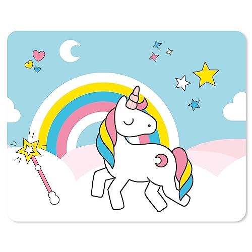 Einhorn-Mauspad I 24 x 19 cm I Mousepad in Standard-Größe, rutschfest I Regenbogen Motiv süß I für Mädchen Kinder Teenager I dv_144 von younikat