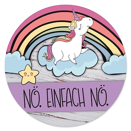 Einhorn-Mauspad Nö. Einfach Nö. in lila I Ø 22 cm rund I Mousepad mit Spruch und Regenbogen I in Standard-Größe, rutschfest I violett I dv_266 von younikat