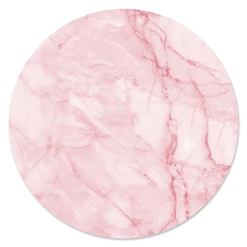 younikat Mauspad Marmor-Look I Ø 22 cm I Mousepad in Standard-Größe, rutschfest I schlicht modern I Stein-Optik Granit rosa weiß I dv671 von younikat
