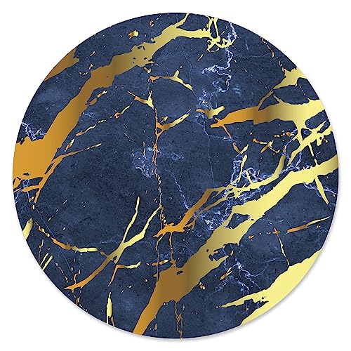 Mauspad Marmor-Look I Ø 22 cm rund I Blau Gold Mousepad in Standard-Größe, rutschfest I schlicht modern I Stein-Optik Granit I dv_688 von younikat