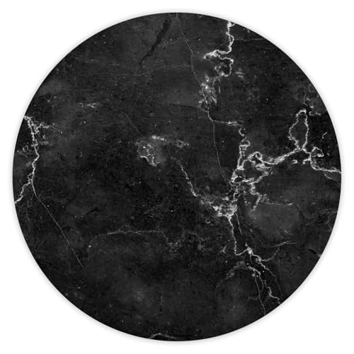 Mauspad Marmor-Look I Ø 22 cm rund I Mousepad in Standard-Größe, rutschfest I schlicht modern I Stein-Optik Granit schwarz weiß I dv335 von younikat
