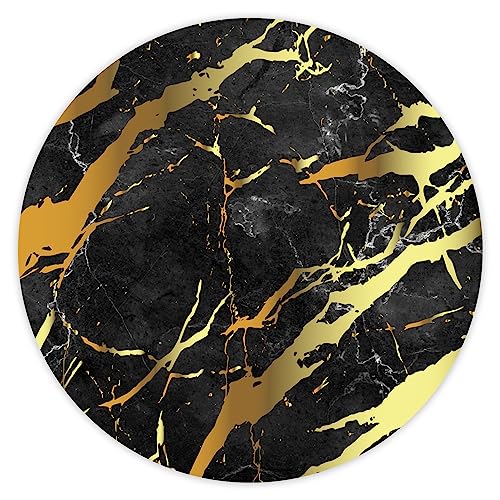 Mauspad Marmor-Look I Ø 22 cm rund I Schwarz Gold Mousepad in Standard-Größe, rutschfest I schlicht modern I Stein-Optik Granit I dv_689 von younikat