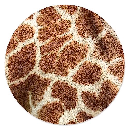 Mauspad im Giraffen Design I Ø 22 cm rund I Tier-Motiv Animal Print Fell I Mausunterlage für Büro Gaming I Kunststoff abwischbar I rutschfest dünn I dv_822 von younikat