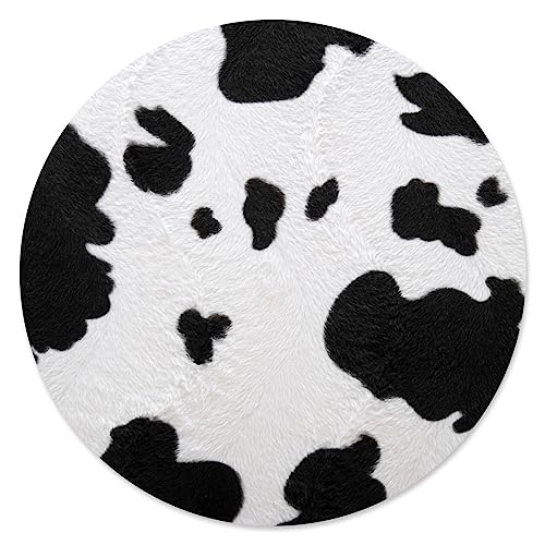 Mauspad im Kuh Design I Ø 22 cm rund I Tier-Motiv Animal Print Fell I Mausunterlage für Büro Gaming I Kunststoff abwischbar I rutschfest dünn I dv_824 von younikat