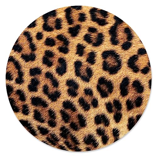 Mauspad im Leopard Design I Ø 22 cm rund I Tier-Motiv Animal Print Fell I Mausunterlage für Büro Gaming I Kunststoff abwischbar I rutschfest I dv_810 von younikat