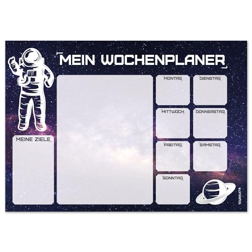 Schreibtischunterlage mit Weltraum-Motiv in DIN A3 I 25 Blatt I Wochenplaner I Lila I aus Papier I zum beschriften und Abreißen I für große und kleine Jungs I dv927 von younikat