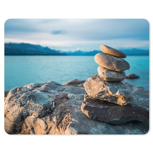 Steine Mauspad Motiv I 24 x 19 cm I Mousepad in Standard-Größe I rutschfest I Zen Balace Landschaft I mit Oberflächenschutz I für Büro und Gaming I dv948 von younikat