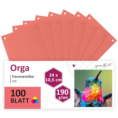 younikat Trennstreifen für Ordner A4 rot 100 Stück I 24x10,5 cm I Trennblätter Sortiersystem schmal I you0067 younikat Trennstreifen für Ordner A4 rot 100 Stück I 24x10,5 cm I Trennblätter Sortiersystem schmal I you0067 von younikat