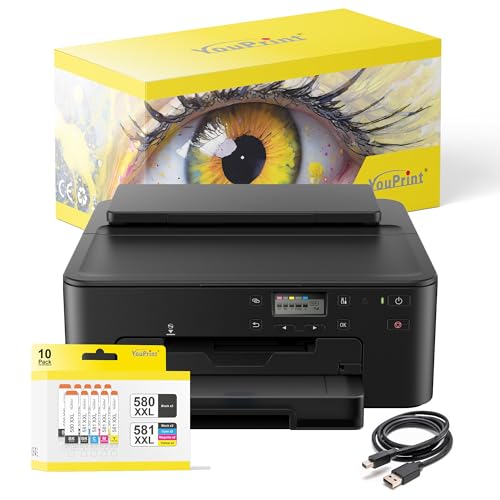 YouPrint Bundle TS705a Drucker (OHNE Kopier- und Scanfunktion) mit 10 kompatiblen YouPrint Druckerpatronen passend für Canon 580 581 XXL von youprint