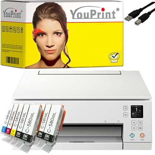 youprint Bundle TS6351a Drucker (mit Scanner und Kopierer) mit 10er Set Tintenpatronen von youprint