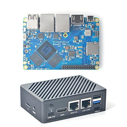 FriendlyElec NanoPi R6C Mini Router mit Metallgehäuse- OpenWRT- 4/8GB RAM- RK3588S Einplatinencomputer- 2.5G+1Gbps Ethernet-HDMI 2.1, für VPN NAS IOT Smart Home Gateway (4GB RAM, Ohne eMMC) von youyeetoo