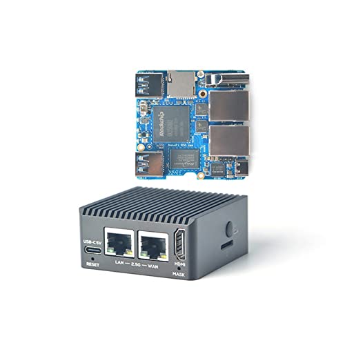 youyeetoo NanoPi R5C Mini-Router mit Metallgehäuse, 4 GB LPDDR4X 32 GB eMMC, RK3568 Entwicklungsplatine, 0.8TOPS NPU, Unterstützung OpenWrt Docker, Zwei Ethernet-Ports (Standard-Kit) von youyeetoo