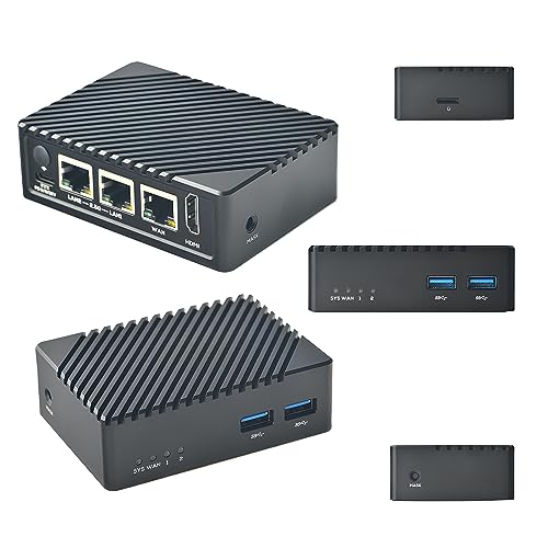 youyeetoo NanoPi R5S Mini Router with Metal Case,4GB LPDDR4 16GB EMMC, RK3568 Development Board 0.8TOPS NPU Support Docker Three Ethernet Ports USB3.0 HDMI Support M.2 NVMe Storage PD Power von youyeetoo