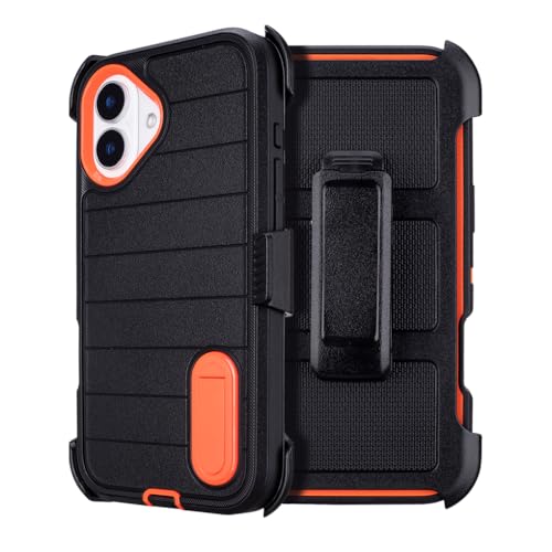 Yowtrey ShockPlusof Schutzhülle für iPhone 16 Plus, mit Gürtelclip, strapazierfähig, 3 Schichten, robuste, militärische Schutzhüllen, mit Clip, Schwarz und Orange Yowtrey ShockPlusof Schutzhülle für iPhone 16 Plus, mit Gürtelclip, strapazierfähig, 3 Schichten, robuste, militärische Schutzhüllen, mit Clip, Schwarz und Orange von yowtrey