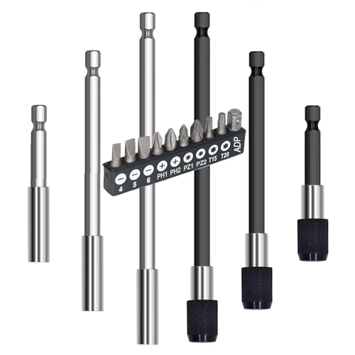 Bithalter Magnetisch FüR Akkuschrauber 1/4 Bit VerläNgerung Set Bit Halter Magnetischer Bithalter Lang Bitverlängerungen Magnet Bit Halterung Bohrer Verlängerung Verbindungen von yoyoellafa