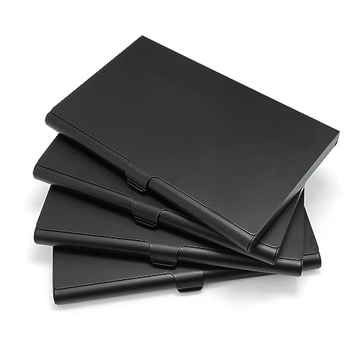 yuejuhe 4 Stück Visitenkartenetui aus Metall, Visitenkarten Etuis für Herren Damen, Business Card Holder, Visitenkartenhalter für Aufbewahrung Ihrer Karten (4*Schwarz) von yuejuhe
