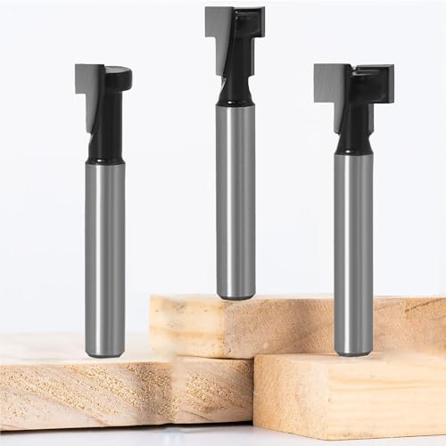 Yuentoen Fräser Schaft, 3 Stücke Fräser Set, T-Nutfräser T-slot & T-Track Slotting, Fräsen Werkzeug Set,6.35m Schaft Cutter Router,Oberfräse Fräser, T Nut Fräser Router Bit Set Yuentoen Fräser Schaft, 3 Stücke Fräser Set, T-Nutfräser T-slot & T-Track Slotting, Fräsen Werkzeug Set,6.35m Schaft Cutter Router,Oberfräse Fräser, T Nut Fräser Router Bit Set von yuentoen