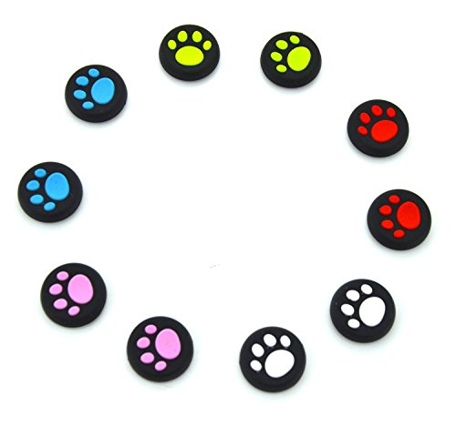 gertong 5 Paar Katze Pad Stil Silikon Analog Controller Joystick Daumen Stick Griff Gap Cover für Sony PlayStation 4 Controller von yueton