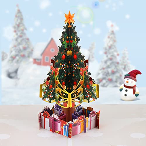 Pop-Up Karte Weihnachten - 3D Weihnachtskarte mit Geschenke und Weihnachtsbaum, für Kinder, Frauen und Männer - Handgemachte Popup Weihnachtsgrußkarte für Freundin, Mutter oder Oma von yumcute