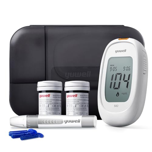 yuwell Blutzuckermessgerät Set mit Teststreifen x 50 und Lanzetten x 50, Diabetes Test ideal für den Heimgebrauch, Zuckermessgerät zur Selbstkontrolle des Blutzuckers bei Diabetes (Modell 582) von yuwell