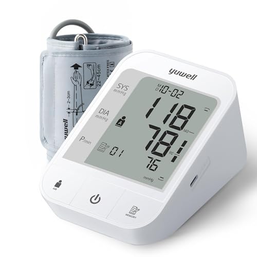 yuwell Oberarm-Blutdruckmessgerät zur Genauen Blutdruck- und Pulsmessung mit Speicherfunktion und Arrhythmie-Erkennung, große Manschette für 22-45 cm Oberarm, Inklusive USB-Kabel und Batterien yuwell Oberarm-Blutdruckmessgerät zur Genauen Blutdruck- und Pulsmessung mit Speicherfunktion und Arrhythmie-Erkennung, große Manschette für 22-45 cm Oberarm, Inklusive USB-Kabel und Batterien von yuwell