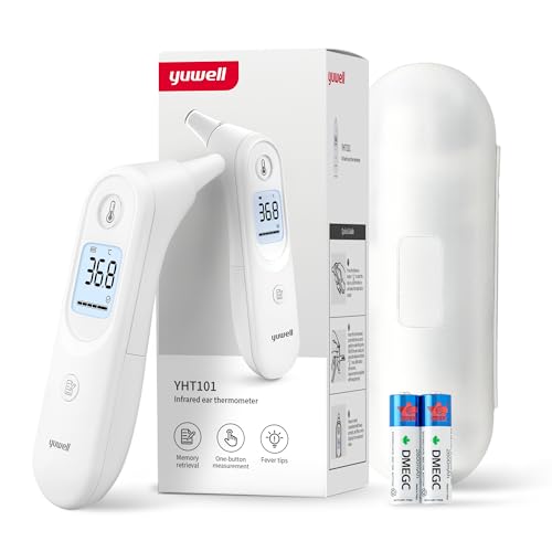 yuwell Ohrthermometer für Kinder und Erwachsene, Fieberthermometer Ohr ideal für den Heimgebrauch, Digitales Infrarot-Thermometer sofortige genaue Ablesung und Fieberalarm, mit Aufbewahrungsbox von yuwell