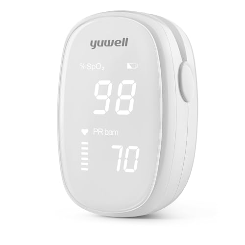 yuwell Pulsoximeter, Sauerstoffsättigung Messgerät Fingerspitzemit Messung der Herzfrequenz, Pulsfrequenzüberwachung Oximeter, Inklusive Batterien (YX102) von yuwell