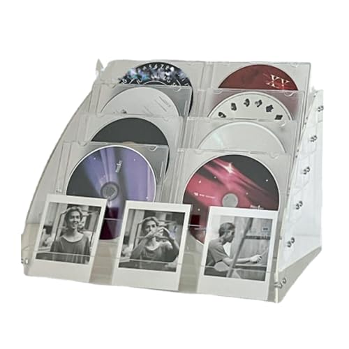 yuwqqoajv CD Regalhalter, durchsichtiges Acryl CD Rack, Organizer Ständer, durchsichtiger Acryl CD Halter, kaskadierendes CD Aufbewahrungsregal, CD Aufbewahrungsboxen von yuwqqoajv