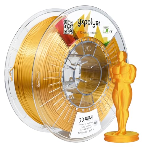 YXPOLYER Silk PLA filament 1,75 mm, PLA Seiden filament seidig glänzendes Gold 3D-Druckerfilament 1 kg 2,2 LBS transparente Spule, Maßgenauigkeit +/- 0,04 mm, Seiden gold von yxpolyer