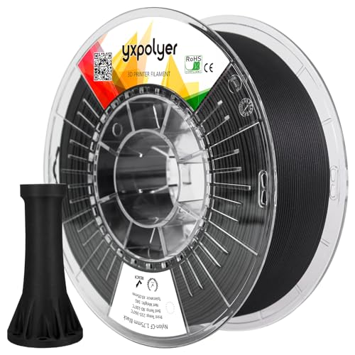 YXPOLYER Kohlefaser-Nylon-Filament 1,75 mm 1kg, PA6 Kohlenstofffaser 3D PA6-CF Nylon-CF 15% Carbonfaser-Verstärkung für Höchste Festigkeit, Hitzebeständig und Vielseitig Einsetzbar von yxpolyer