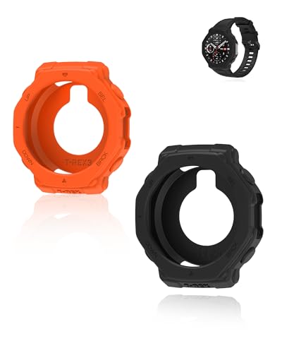 (2 Pack) Case für Amazfit T-REX 3, yystao Silikon Case Cover, Sturz- und kratzfestes Cover Frame Shell, Schwarz-Orange von yystao