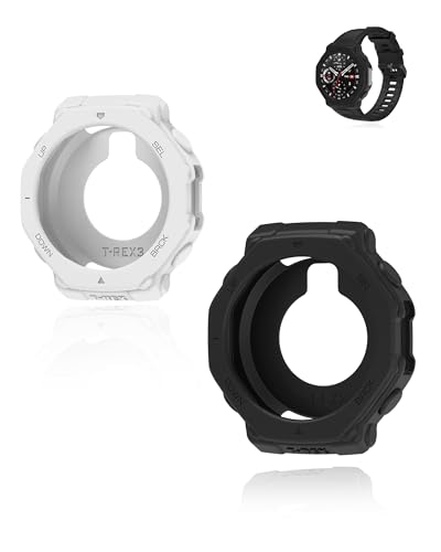 (2 Pack) Case für Amazfit T-REX 3, yystao Silikon Case Cover, Sturz- und kratzfestes Cover Frame Shell, schwarz-weiß von yystao