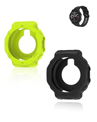 (2 Pack) Case für Amazfit T-REX 3, yystao Silikon Case Cover, sturz- und kratzfestes Cover Frame Shell, Schwarz-Grün von yystao