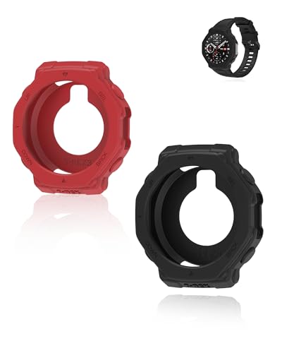 (2 Pack) Case für Amazfit T-REX 3, yystao Silikon Case Cover, sturz- und kratzfestes Cover Frame Shell, Schwarz-Rot von yystao