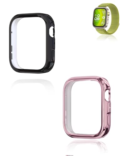 (2er Pack) Schutzhülle für Huawei FIT 4 Pro, yystao härtere PC-Schutzhülle mit 9H-Glas-Schutzfolie, vollumfassende einheitliche Schutzabdeckung, Schwarz & Rosa von yystao