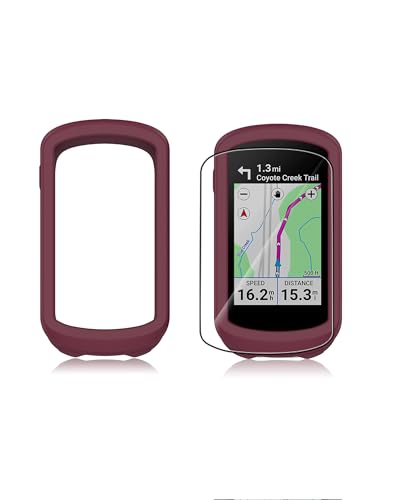 Hülle für Garmin Edge Explore 2 Fahrradcomputer, yystao Silikon-Schutzhülle kompatibel mit Garmin Explore2, mit weichem TPU Schutzfolie - Stoßfest, Staubdicht, Wasserdicht, Burgunderrot von yystao