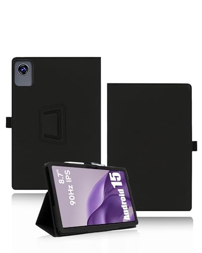 Schutzhülle für ALLDOCUBE iPlay 60 mini Tablet 8.7 Zoll 2025, yystao PU-Leder Schutzhülle Kompatibel mit iPlay 60 mini - Handschlaufe, Haut-texturiertes vollumhüllendes Design, Schwarz von yystao