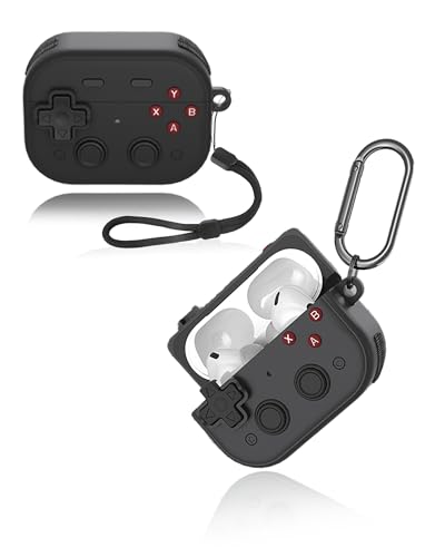 Schutzhülle für Apple AirPods Pro 2 Ohrhörer, yystao weiche Silikonhülle kompatibel mit AirPods Pro2, mit Umhängeband & Schlüsselanhänger, Game Console Stil, Schwarz Schutzhülle für Apple AirPods Pro 2 Ohrhörer, yystao weiche Silikonhülle kompatibel mit AirPods Pro2, mit Umhängeband & Schlüsselanhänger, Game Console Stil, Schwarz von yystao