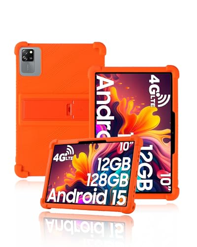 Schutzhülle für Blackview Tab 60 Pro 10.1 Zoll 2025 neueste, yystao Kinder Weiche Silikon-Tablet-Hülle kompatibel mit Blackview Tablet 10 inch, verstellbarem Ständer (Orange) von yystao