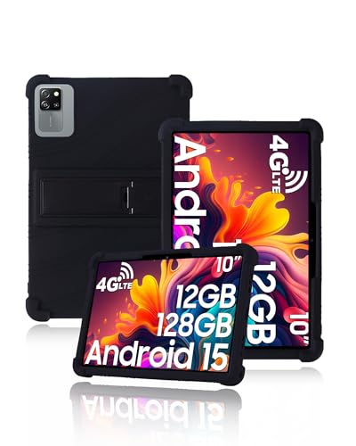 Schutzhülle für Blackview Tab 60 Pro 10.1 Zoll 2025 neueste, yystao Kinder Weiche Silikon-Tablet-Hülle kompatibel mit Blackview Tablet 10 inch, verstellbarem Ständer (Schwarz) von yystao