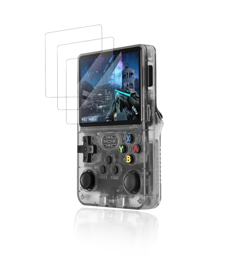 yystao (3 Stück) Schutzfolie für R35S Handheld-Spielekonsole, Temperiertes Glasfolie – Härte 9H, kratzfest, touchempfindlich, fingerprintabweisend, blasenfrei. von yystao